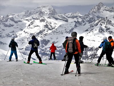 Skiers winter the alps photo
