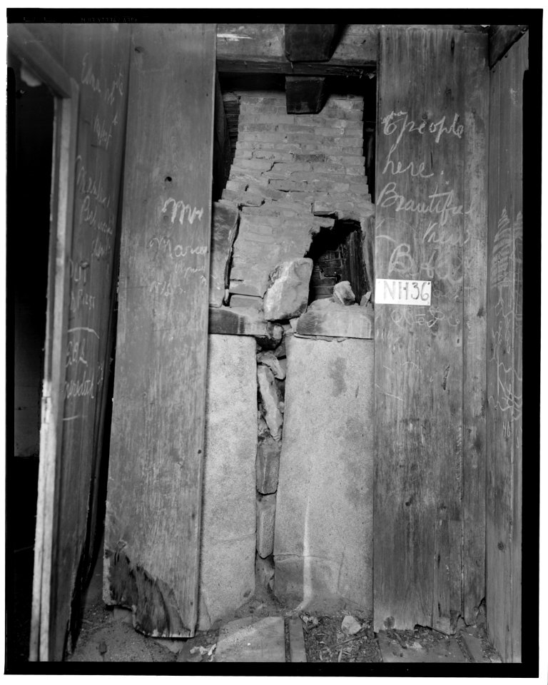 Historic American Buildings Survey L.C. Durette, Photographer CHIMNEY from ENTRANCE HALL - Pioneer Cabin, Campton Station, Grafton County, NH HABS NH,5-CAMP.V,1-17