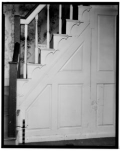 Historical American Buildings Survey L. C. Durette, Photographer Oct. 2, 1936 STAIRS FROM ENTRANCE DOOR - Parsonage, Newington, Rockingham County, NH HABS NH,8-NEWI,2-8