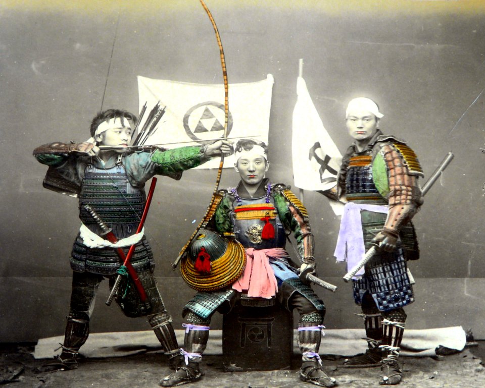 Historic depictions of samurai in Japan before 1886, from- Japon-1886-14 (cropped)
