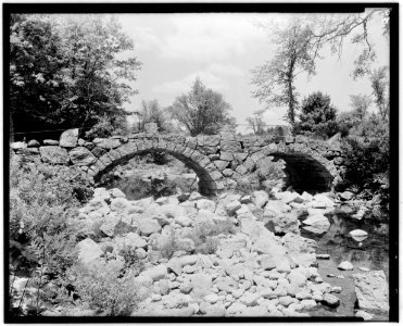 Historical American Buildings Survey L. C. Durette, Photographer May 15, 1936 OLD CARR BRIDGE, BEARDS BROOK DETAIL FROM DOWN STREAM - Old Carr Bridge, Spanning Beard Creek, HABS NH,6-HILL.V,1B-2 photo