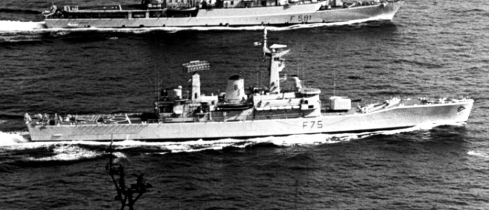 HMS Charybdis (F75) underway in the Mediterranean Sea in 1979 (USN 1174866)