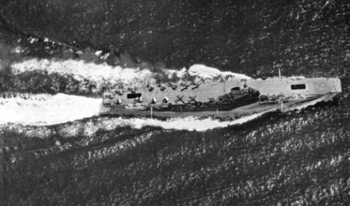 HMS Illustrious (R87) underway in the Indian Ocean, between March and May 1944