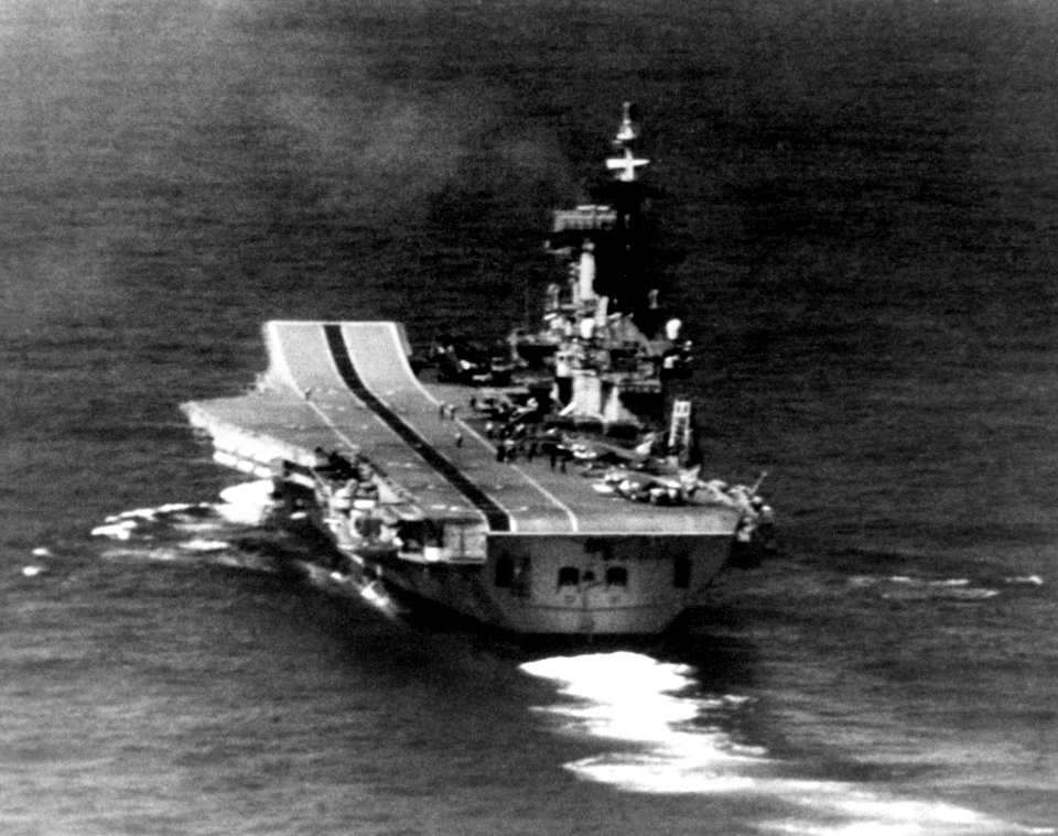 HMS Hermes (R12) underway at sea on 16 March 1982 (6350755)