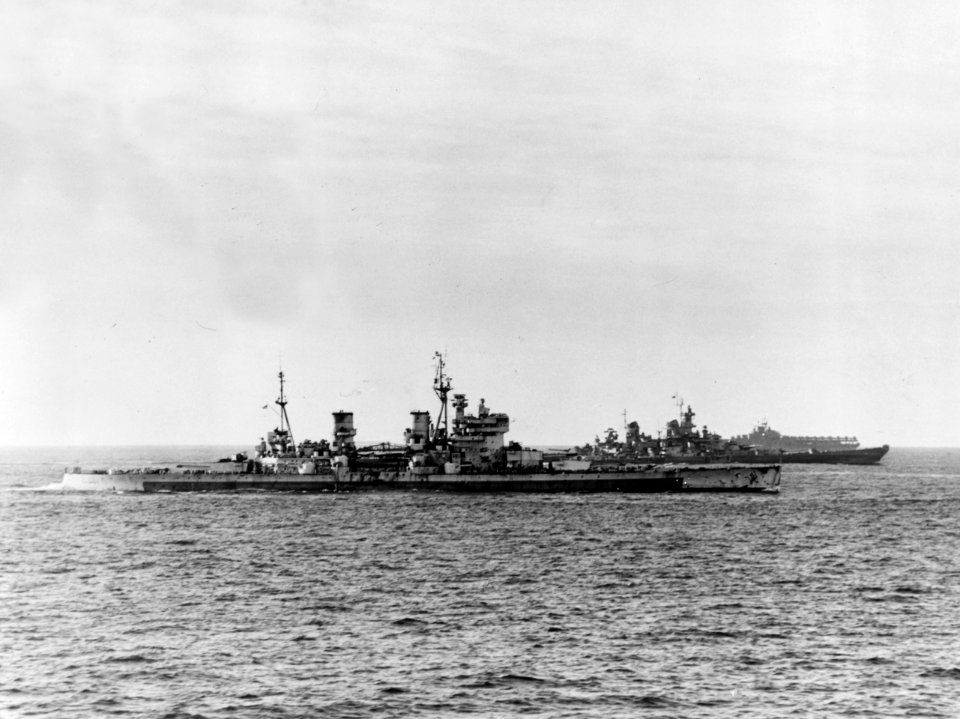 HMS King George V and USS Missouri (BB-63) underway off Japan, 16 August 1945 (80-G-455703)