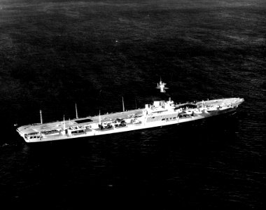 HMS Warrior (R31) starboard side c1957
