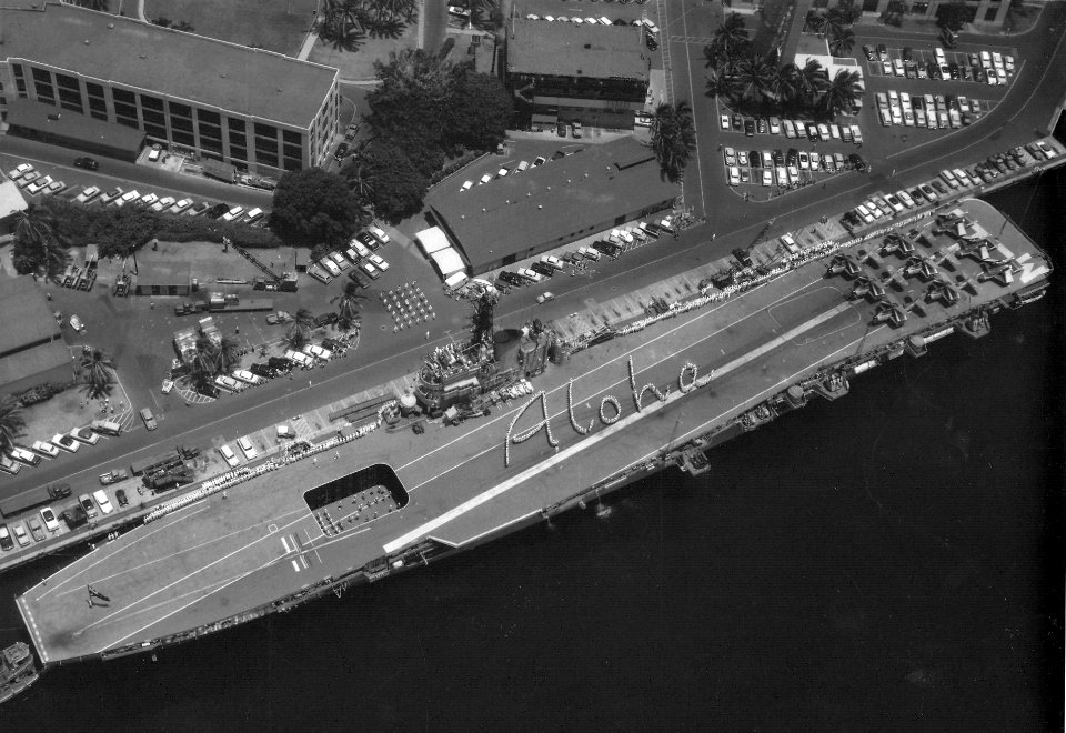 HMAS Melbourne (R21) aerial Pearl Harbor 1958