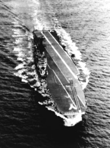 HMAS Melbourne (R21) underway at sea on 13 December 1955