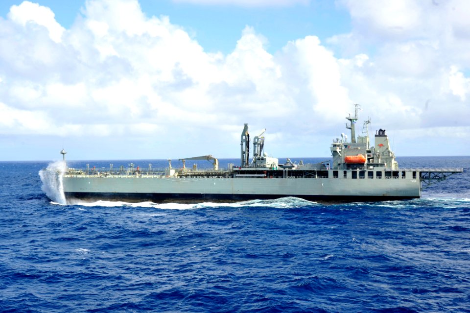HMAS Sirius steams in the Coral Sea after completing a replenishment in July 2013
