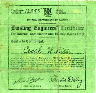 Hoisting Engineers Certificate 1948 photo