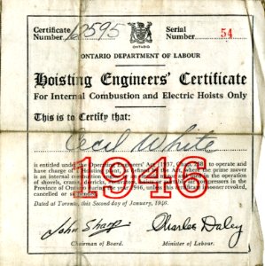 Hoisting Engineers Certificate 1946 photo
