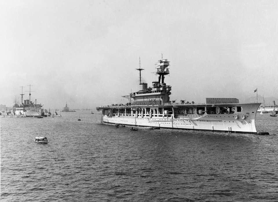 HMS Eagle and HMS Medway at Hong Kong in the 1930s