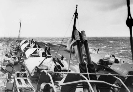 HMCS Magnificent flight deck aft with Avengers
