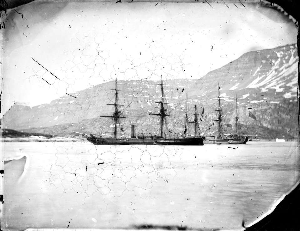HMS Pheonix (1832) and HMS Diligence (1814) at anchor, Godhavn RMG G04256