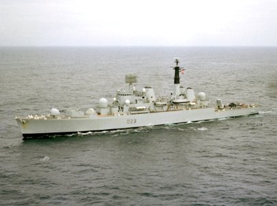 HMS Bristol (D23) underway c1982