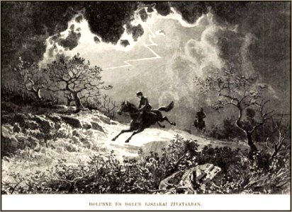 Holub és Holubné Dél-Afrikában viharban, Vasárnapi Ujság, 1889