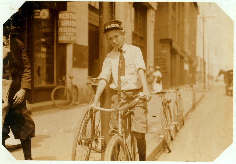 Hodges Gallop, Western Union Messenger No. 16, Norfolk, Va. Lives, 201 Freeman Street. Been working here one month. He, and several other very young boys, work until 10-30 P.M. See also LOC cph.3a42468
