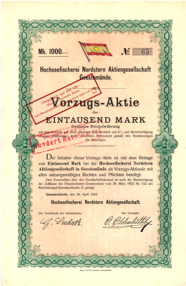 Hochseefischerei Nordstern AG 1922