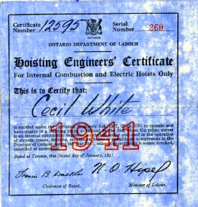 Hoisting Engineers Certificate 1941