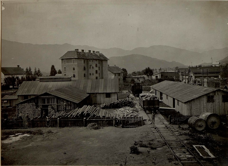 Holzwolle- Erzeugungsanstalt in Villach. Aufgenommen am 24. Juli 1916. (BildID 15477639)
