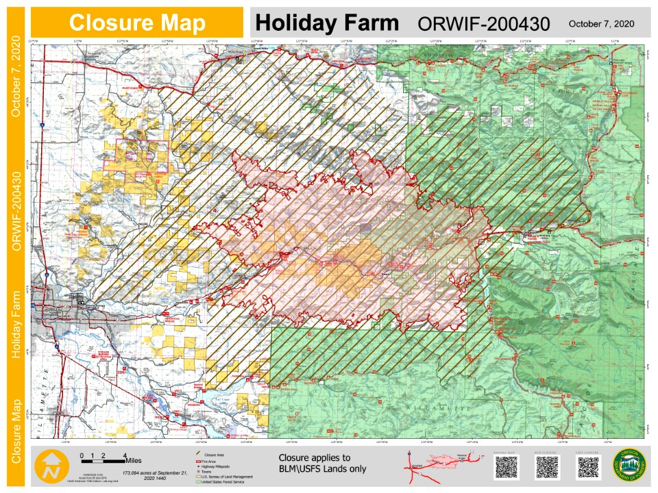 Holiday Farm Fire closed areas Oct 2020
