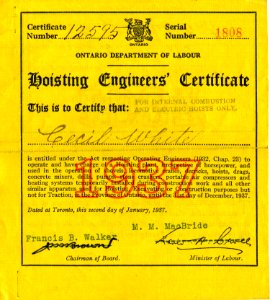 Hoisting Engineers Certificate 1937 photo