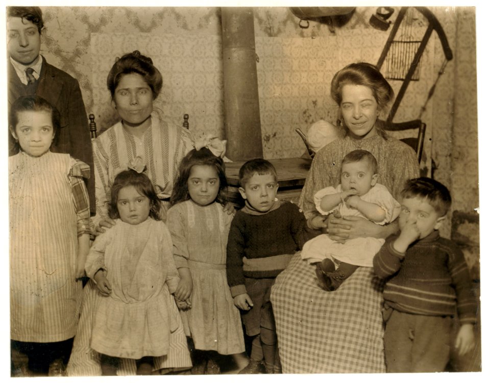 Home of Rosario Guarino, 13 Mechanic Street. (Boy on left.) These people spend the summer at one of the Canning Centres. LOC nclc.00761