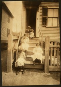 Home Work, Somerville, Massachusetts. Crocheting on underwear. A common sight. 35 Horace Street. See also Home Work report about woman working here with running sore on limb. Jennie De LOC cph.3b46697