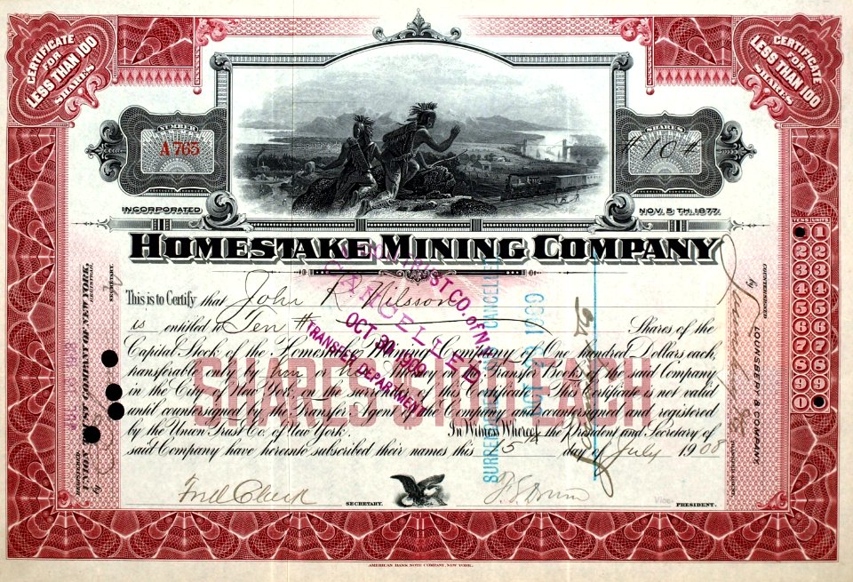 Homestake Mining 1908