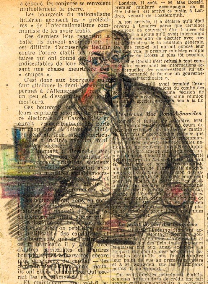 Homme accoudé à une table (par Emile Deshayes)