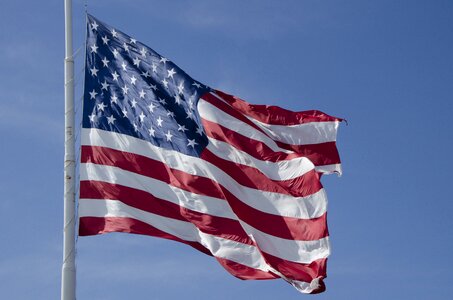 Usa american flag waving wind photo