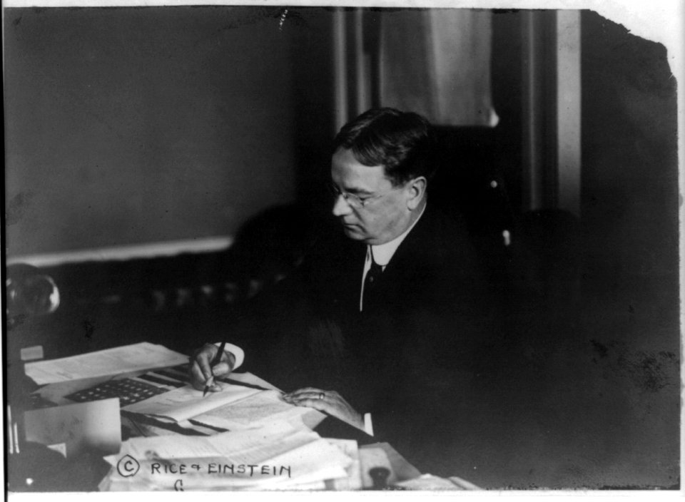 Hon. Hiram Warren Johnson, 1866-1945, signing the Webb anti-alien land bill LCCN2016646931