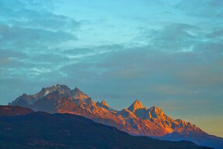 Mountain sunrise alpine