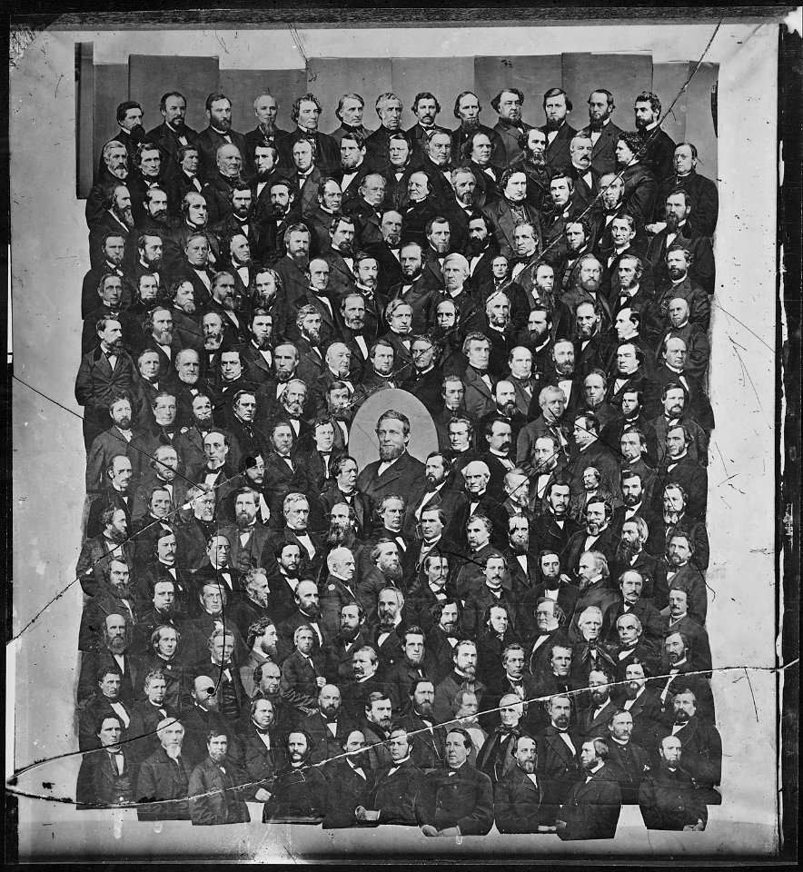 Hon. Schuyler Colfax, with members of House of Representatives (montage) - NARA - 528321
