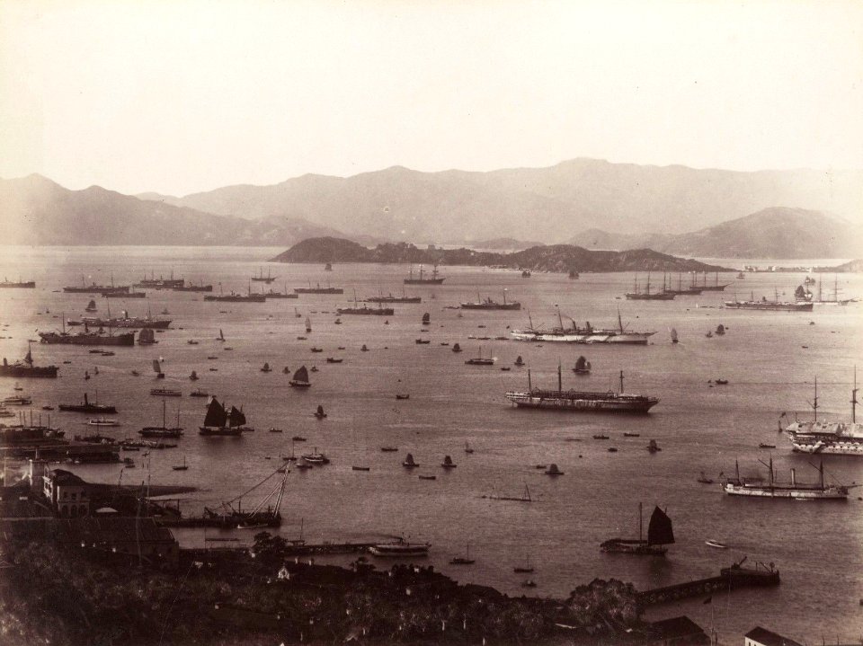 Hong Kong, Entrance to the port by Lai Afong c1880