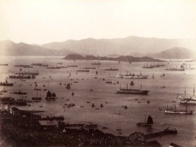 Hong Kong, Entrance to the port by Lai Afong c1880 photo
