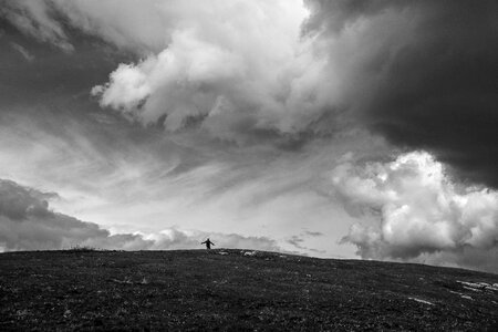 Clouds sky black and white photo