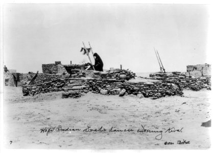 Hopi Indian snake dancer entering Kiva, (Walpi, Arizona) LCCN2002708743