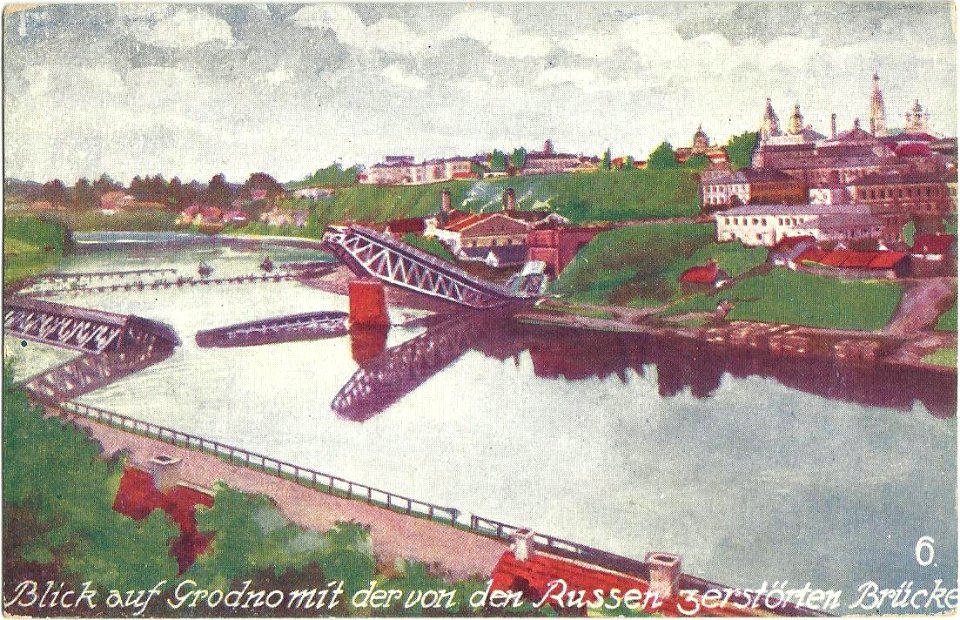 Horadnia, Nioman, Stary most. Горадня, Нёман, Стары мост (1915) (2)