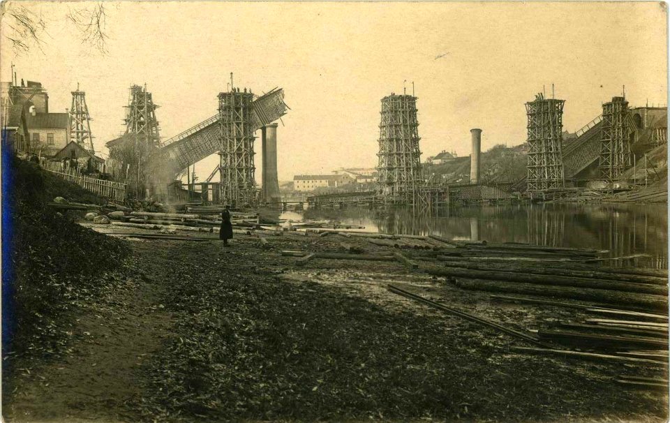 Horadnia, Nioman, Čyhunačny most. Горадня, Нёман, Чыгуначны мост (1915) (5)