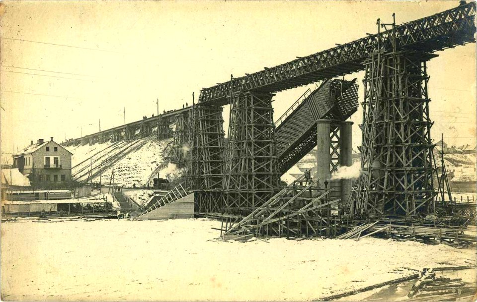 Horadnia, Nioman, Čyhunačny most. Горадня, Нёман, Чыгуначны мост (1915) (7)