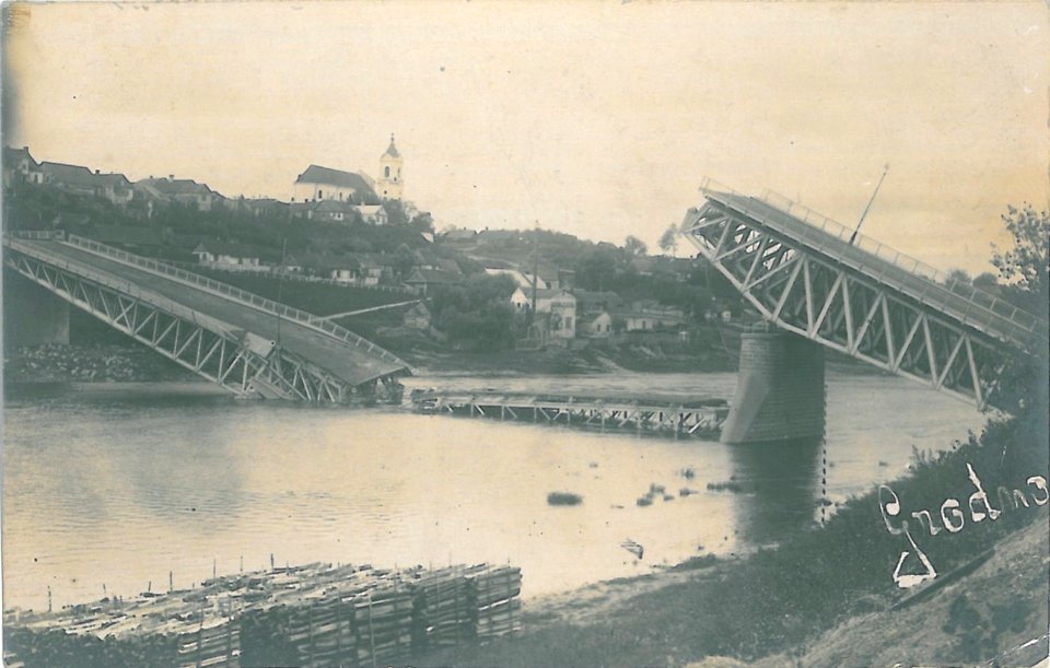 Horadnia, Nioman-Zaniomanskaje pradmieście, Stary most. Горадня, Нёман-Занёманскае прадмесьце, Стары мост (1915)