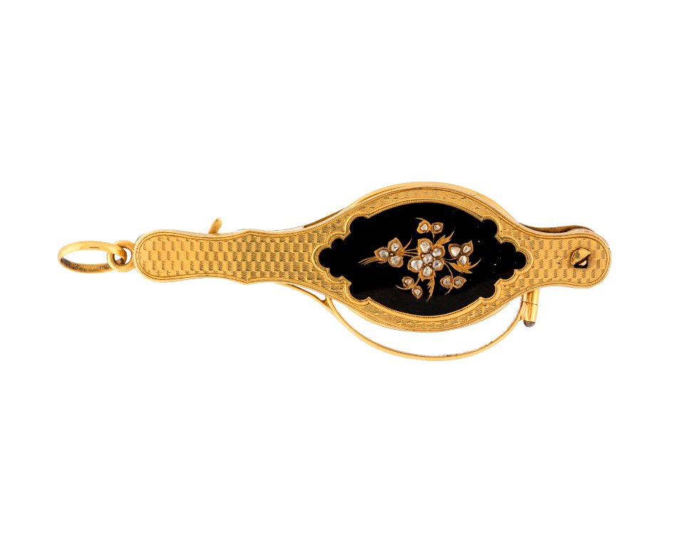 Hopfälld lornjett i guld med diamanter, 1860-tal - Hallwylska museet - 109765