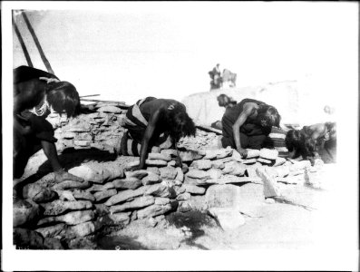Hopi priests after taking the emetic during a Hopi Snake Dance Ceremony, Arizona, ca.1896 (CHS-4665)