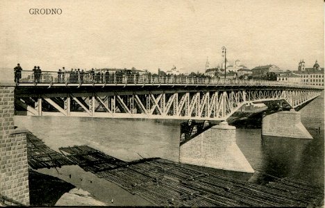 Horadnia, Nioman, Stary most. Горадня, Нёман, Стары мост (1913, 1916)