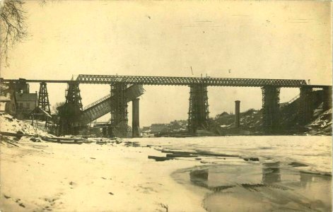 Horadnia, Nioman, Čyhunačny most. Горадня, Нёман, Чыгуначны мост (1915) (6)