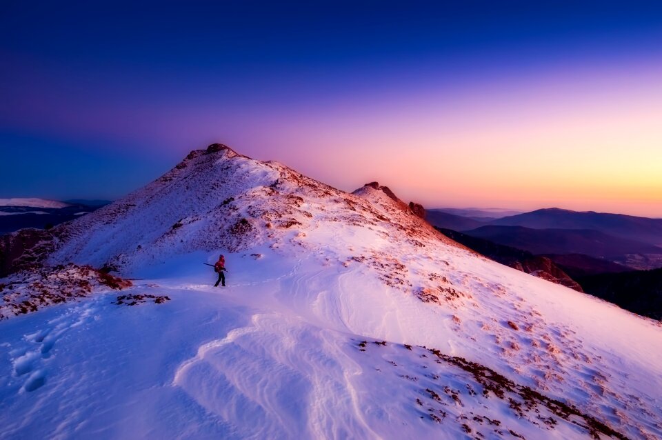 Hiking skier snow photo