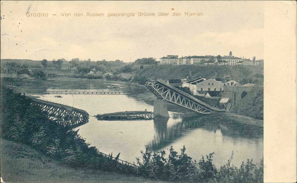 Horadnia, Nioman, Stary most. Горадня, Нёман, Стары мост (1915) (5)