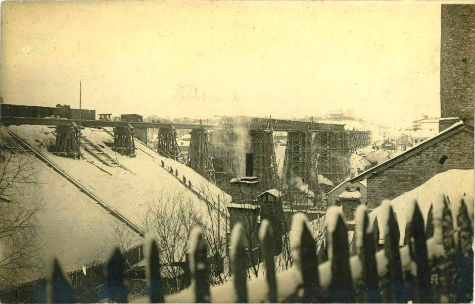 Horadnia, Nioman, Čyhunačny most. Горадня, Нёман, Чыгуначны мост (1915) (8)