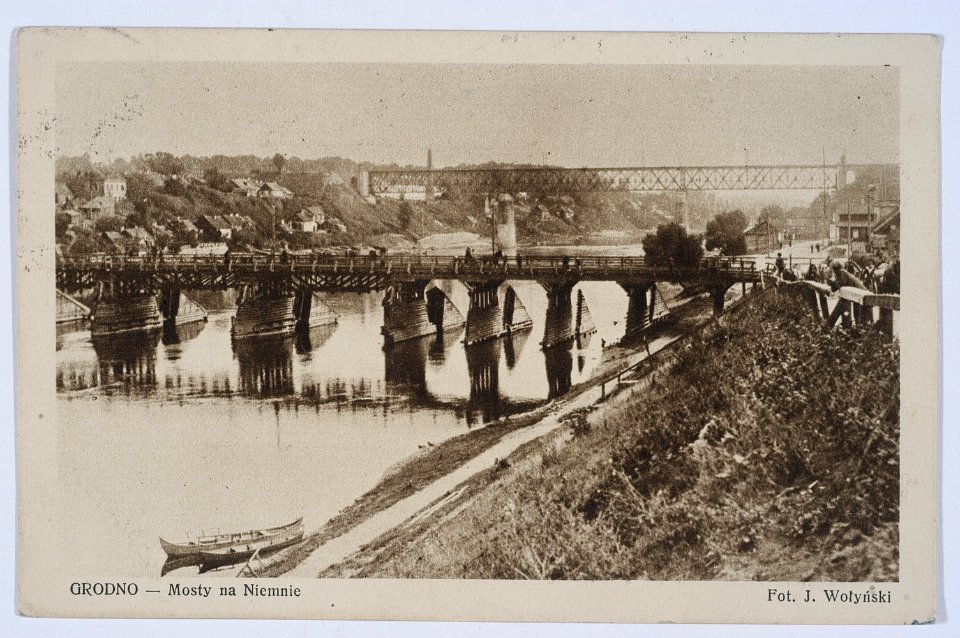 Horadnia, Nioman, Čyhunačny most. Горадня, Нёман, Чыгуначны мост (J. Vałynski, 1920-29) (2)